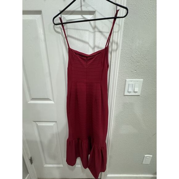 Hutch Red Bandage Bodycon Midi Dress Ruffle Hem Sleeveless Party Cocktail - Picture 1 of 7
